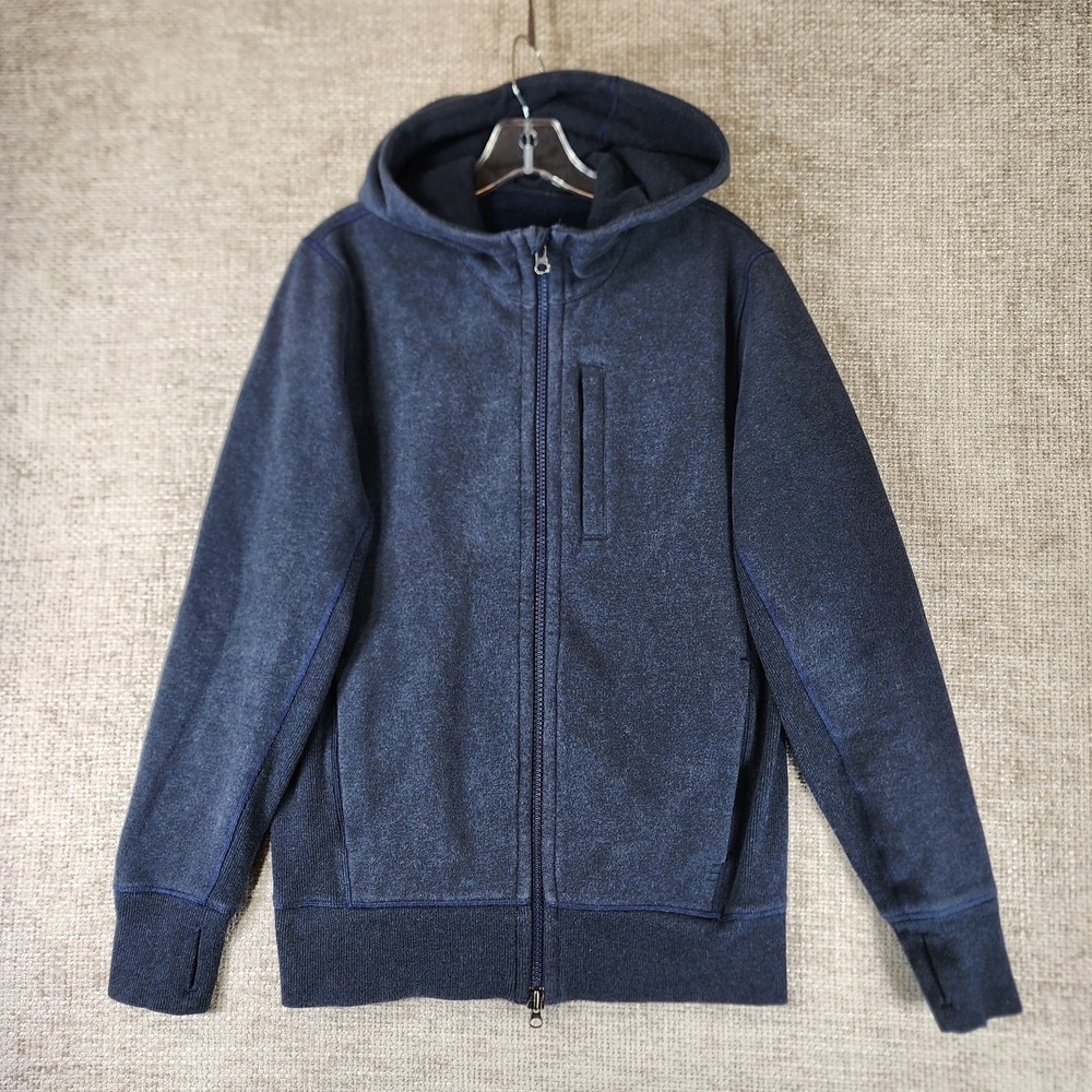 Lululemon Mens Heavyweight Full Zip Hoodie Size *S-M Navy Blue Logo Nice!